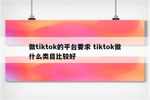 做tiktok的平台要求 tiktok做什么类目比较好