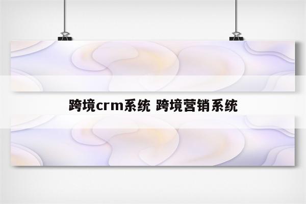 跨境crm系统 跨境营销系统