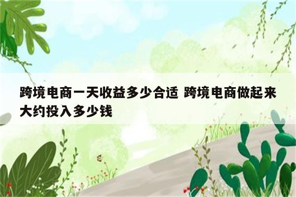 跨境电商一天收益多少合适 跨境电商做起来大约投入多少钱