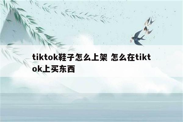 tiktok鞋子怎么上架 怎么在tiktok上买东西
