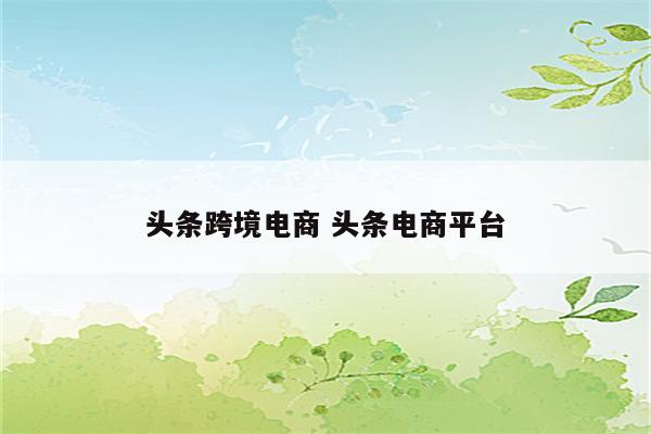 头条跨境电商 头条电商平台