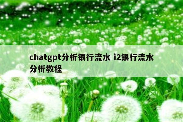 详细阅读:chatgpt分析银行流水 i2银行流水分析教程 chatgpt分析银行流水 i2银行流水分析教程
