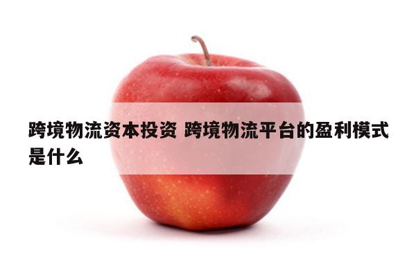 跨境物流资本投资 跨境物流平台的盈利模式是什么