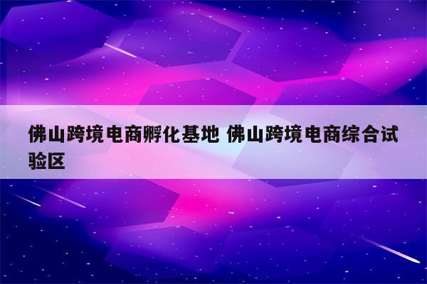 佛山跨境电商孵化基地 佛山跨境电商综合试验区