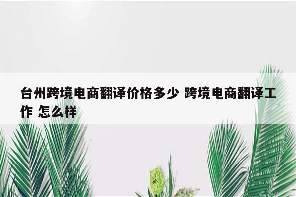 台州跨境电商翻译价格多少 跨境电商翻译工作 怎么样