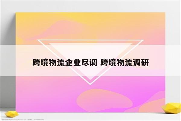 跨境物流企业尽调 跨境物流调研