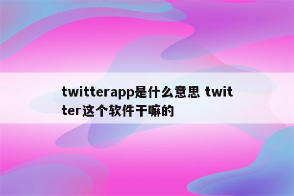 twitterapp是什么意思 twitter这个软件干嘛的