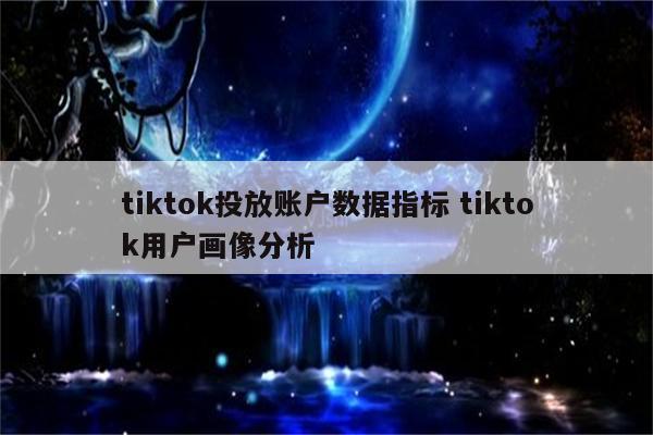 tiktok投放账户数据指标 tiktok用户画像分析