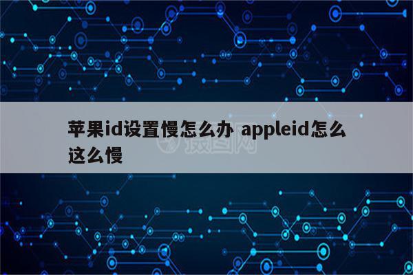 苹果id设置慢怎么办 appleid怎么这么慢