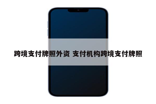 跨境支付牌照外资 支付机构跨境支付牌照