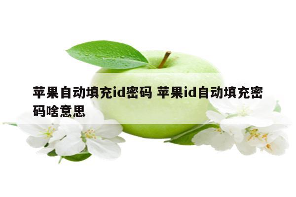 苹果自动填充id密码 苹果id自动填充密码啥意思