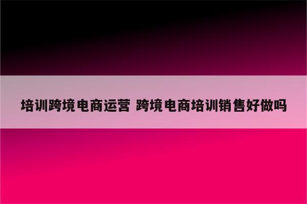 培训跨境电商运营 跨境电商培训销售好做吗