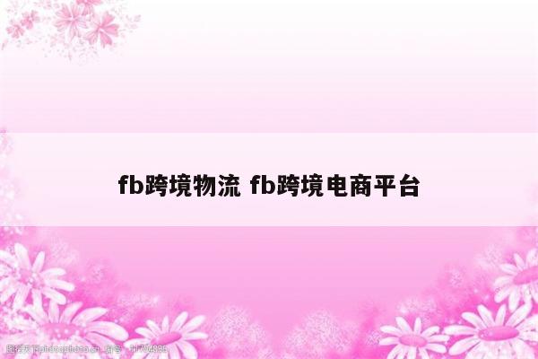 fb跨境物流 fb跨境电商平台