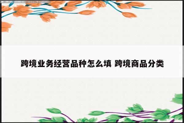 跨境业务经营品种怎么填 跨境商品分类