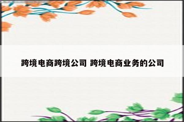 跨境电商跨境公司 跨境电商业务的公司