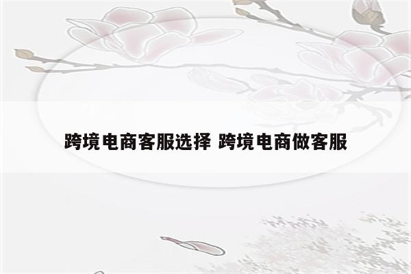 跨境电商客服选择 跨境电商做客服