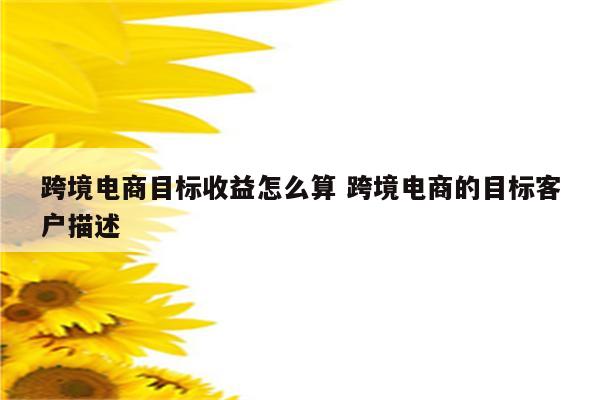 跨境电商目标收益怎么算 跨境电商的目标客户描述