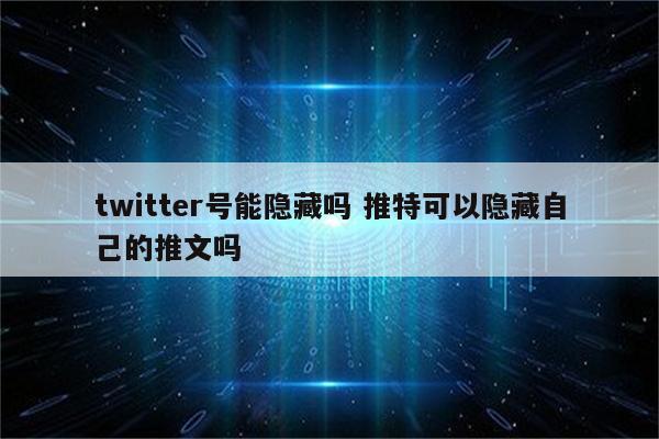 twitter号能隐藏吗 推特可以隐藏自己的推文吗