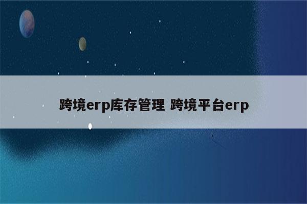跨境erp库存管理 跨境平台erp