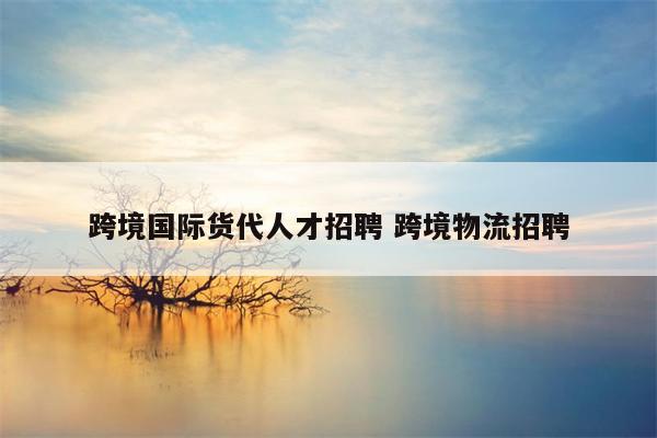 跨境国际货代人才招聘 跨境物流招聘