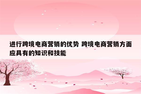 进行跨境电商营销的优势 跨境电商营销方面应具有的知识和技能
