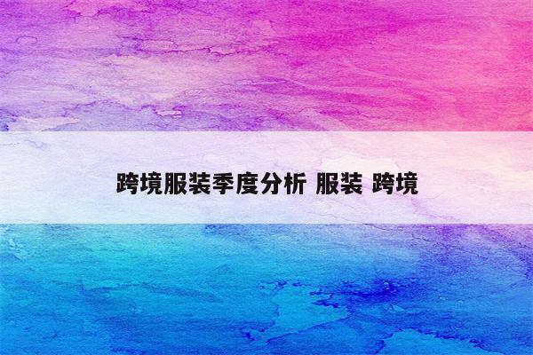 跨境服装季度分析 服装 跨境