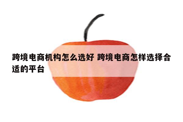 跨境电商机构怎么选好 跨境电商怎样选择合适的平台