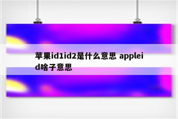 苹果id1id2是什么意思 appleid啥子意思