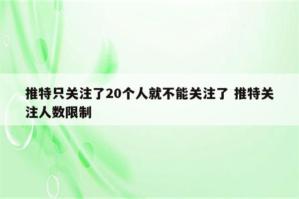 推特只关注了20个人就不能关注了 推特关注人数限制