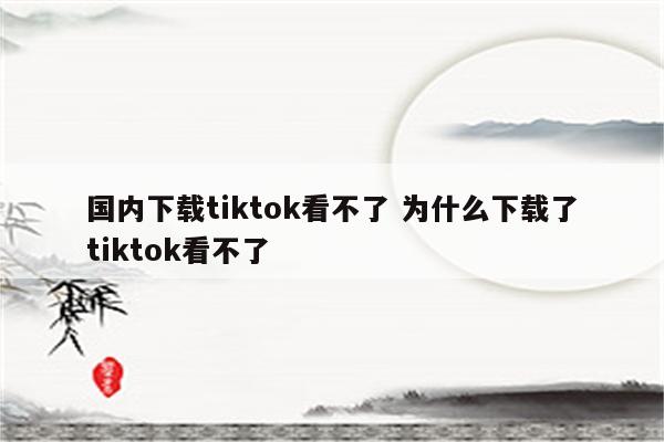 国内下载tiktok看不了 为什么下载了tiktok看不了