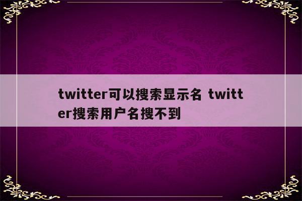 twitter可以搜索显示名 twitter搜索用户名搜不到