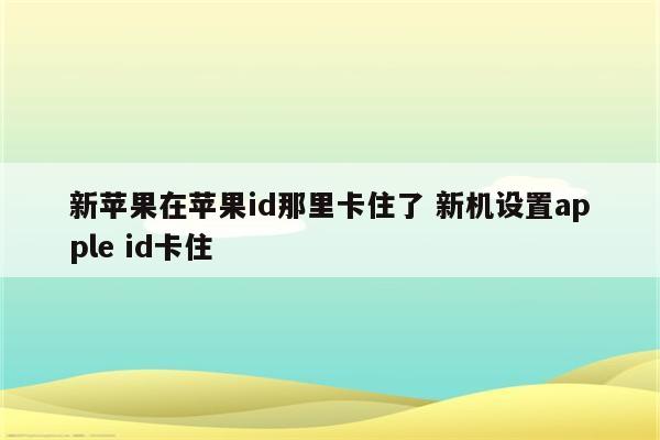 新苹果在苹果id那里卡住了 新机设置apple id卡住