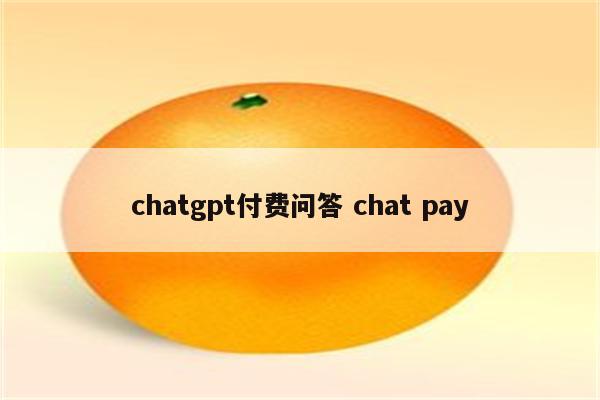 chatgpt付费问答 chat pay