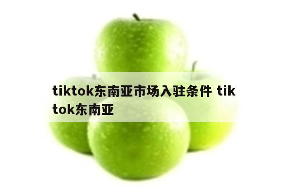 tiktok东南亚市场入驻条件 tik tok东南亚