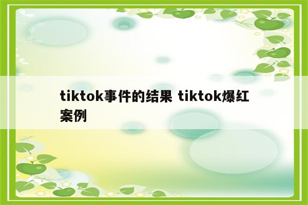 tiktok事件的结果 tiktok爆红案例
