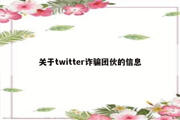 关于twitter诈骗团伙的信息