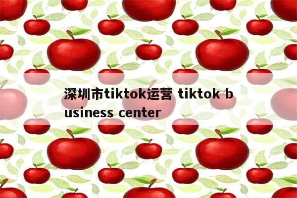 深圳市tiktok运营 tiktok business center