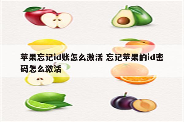 苹果忘记id账怎么激活 忘记苹果的id密码怎么激活