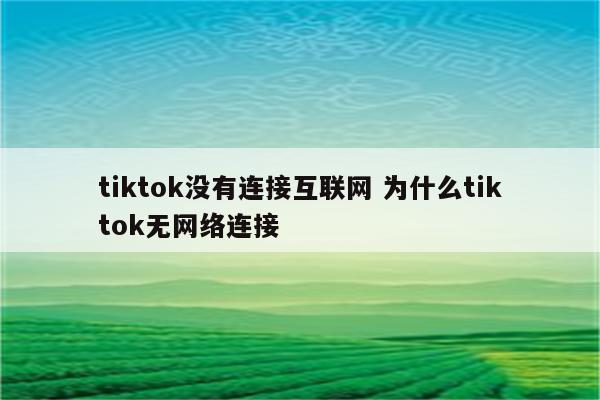 tiktok没有连接互联网 为什么tiktok无网络连接
