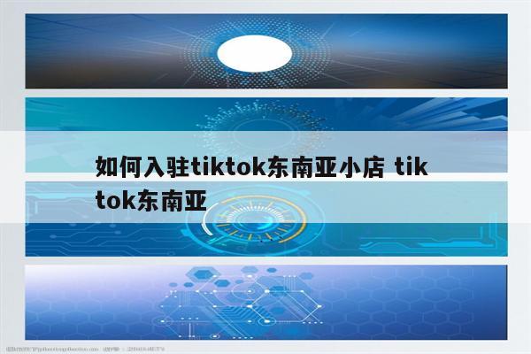 如何入驻tiktok东南亚小店 tik tok东南亚