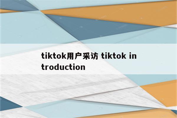 tiktok用户采访 tiktok introduction