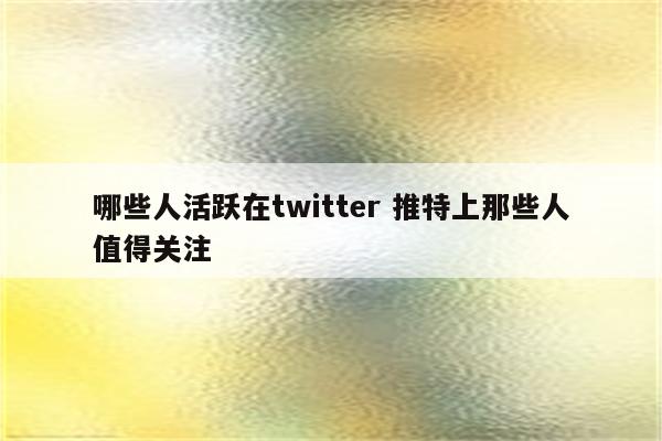哪些人活跃在twitter 推特上那些人值得关注