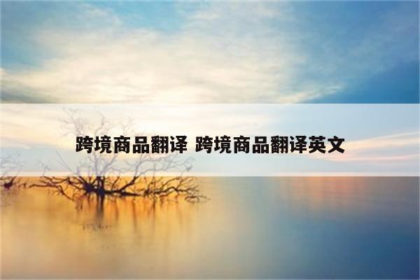 跨境商品翻译 跨境商品翻译英文