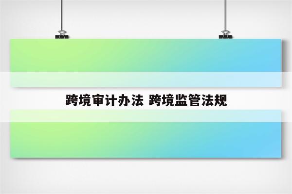 跨境审计办法 跨境监管法规