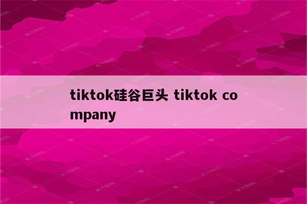 tiktok硅谷巨头 tiktok company