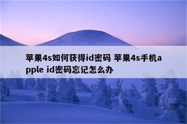 苹果4s如何获得id密码 苹果4s手机apple id密码忘记怎么办