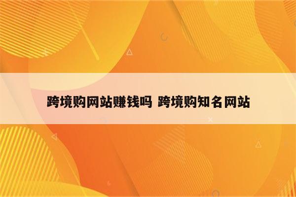 跨境购网站赚钱吗 跨境购知名网站
