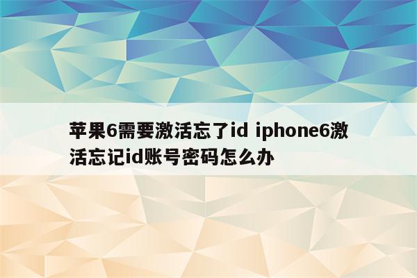 苹果6需要激活忘了id iphone6激活忘记id账号密码怎么办