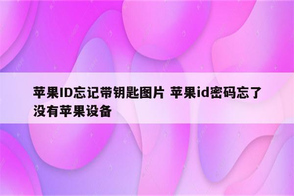 苹果ID忘记带钥匙图片 苹果id密码忘了没有苹果设备