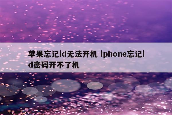 苹果忘记id无法开机 iphone忘记id密码开不了机